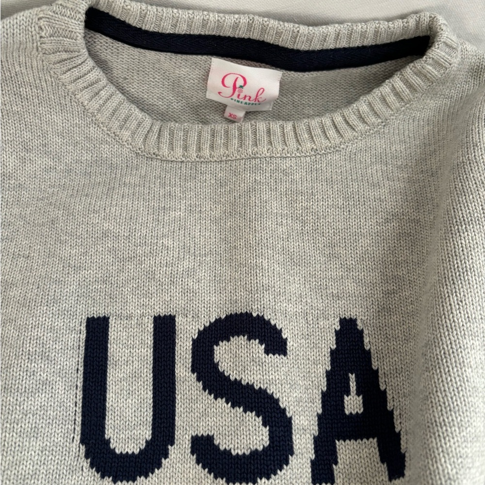 Heather Gray Crew Neck Sweater with USA Text
